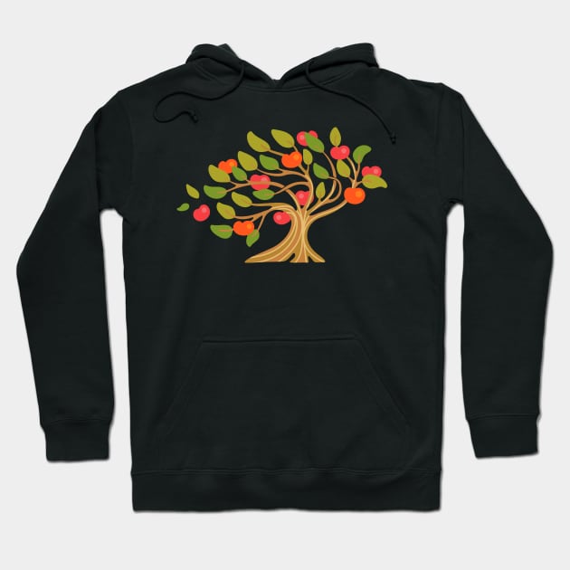 A WINDY DAY IN THE APPLE ORCHARD Ripe Fruit Tree in Bright Warm Autumn Green Red Orange Brown Beige - UnBlink Studio by Jackie Tahara Hoodie by UnBlink Studio by Jackie Tahara